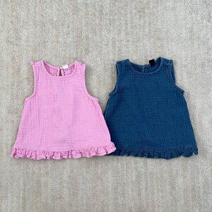 Baby Gap Girls Cotton Gauze Tank Top 2 Item Blouse Bundle Lot 5